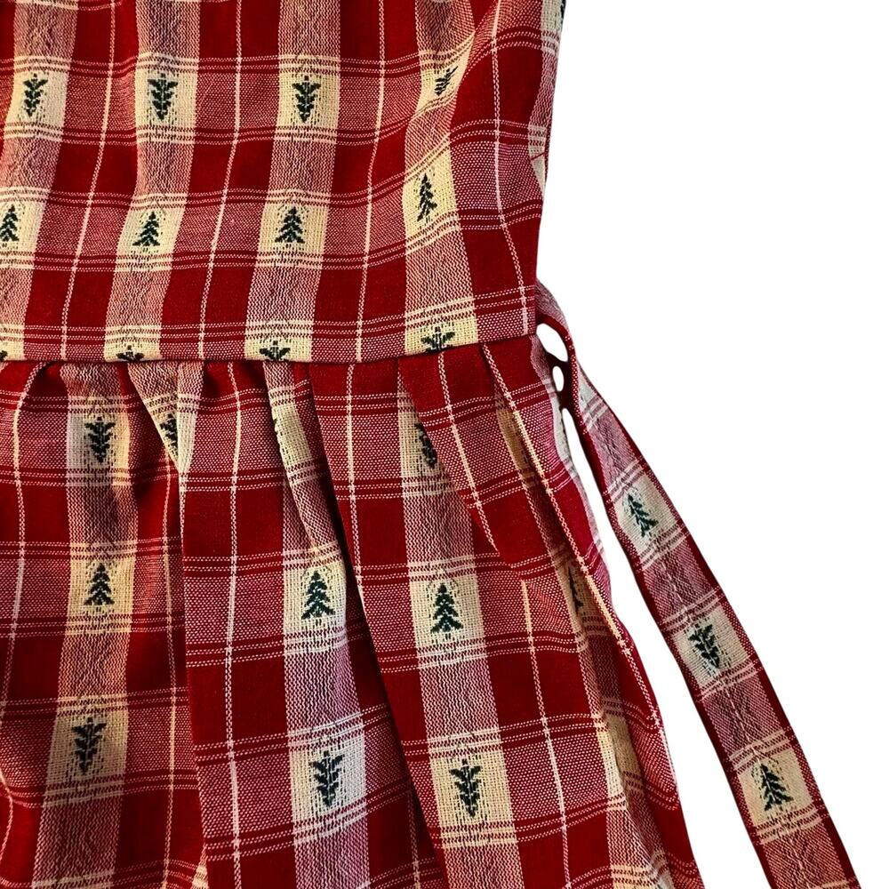 Vintage Girls Plaid Tree Prairie Dress Jumper Pinafore Preppy Cottage Boho XL - Picture 6 of 8